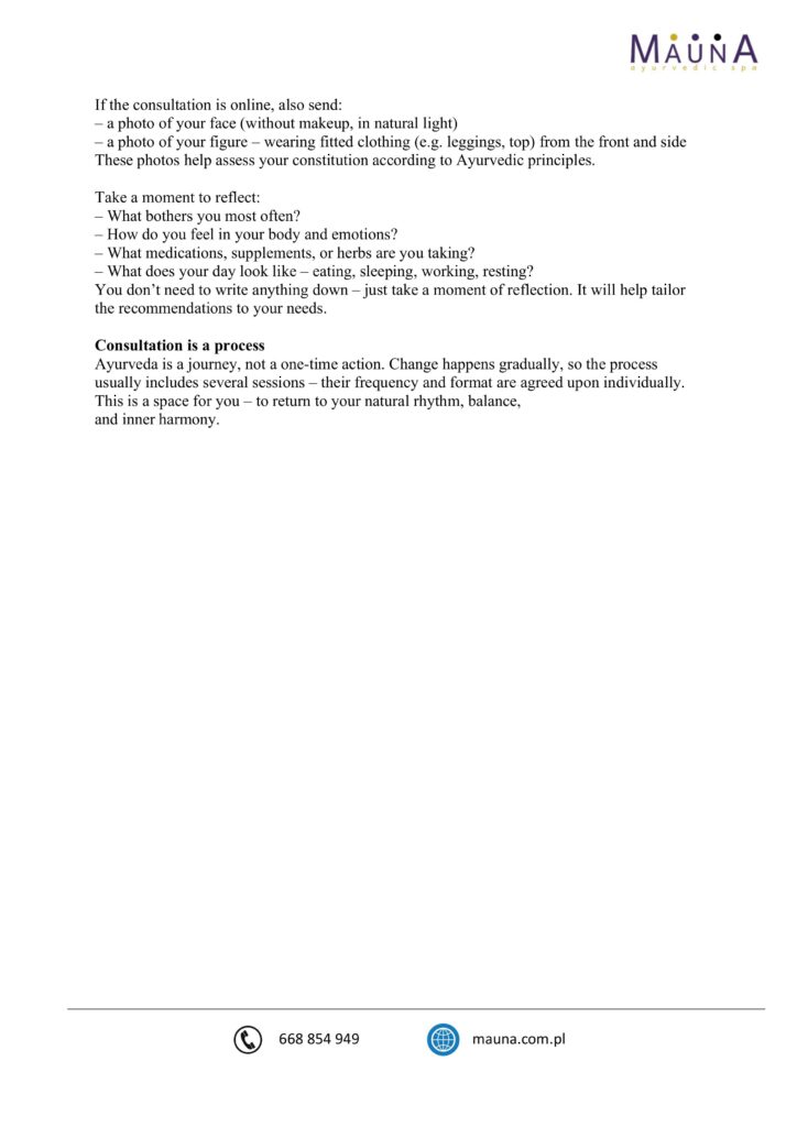 First consultation information